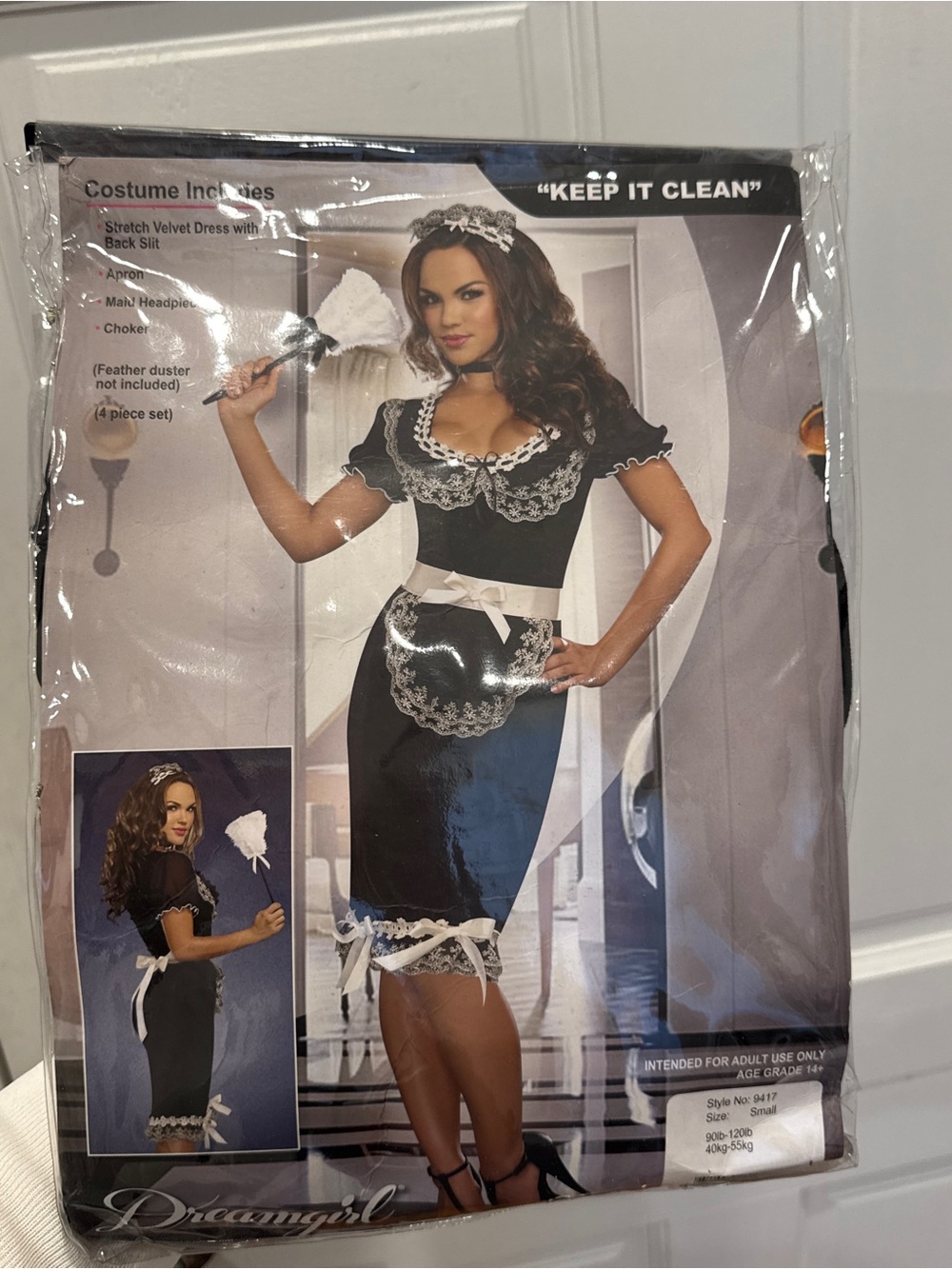 Dreamgirl Keep It Clean French Maid Costume 4 Piece Lace Coquette Halloween S